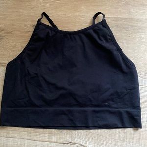 Athleta black double layer cami bra stappy racer back L